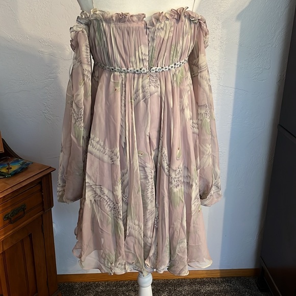 NWT Marchesa Notte Vintage Empire Waist floral cocktail dress w/Rhinestones Sz 8 - Picture 3 of 13